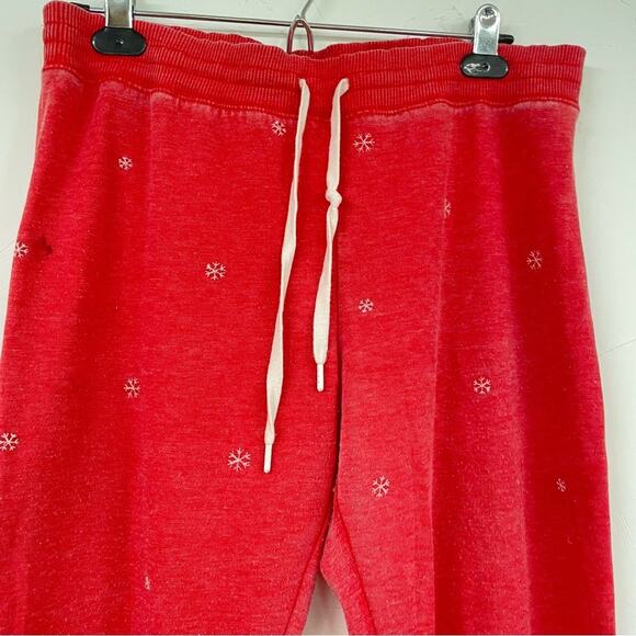 PJ Salvage Red Snowflake Print Jogger Sweatpants Womens M Pajamas Pants Casual - Picture 3 of 6